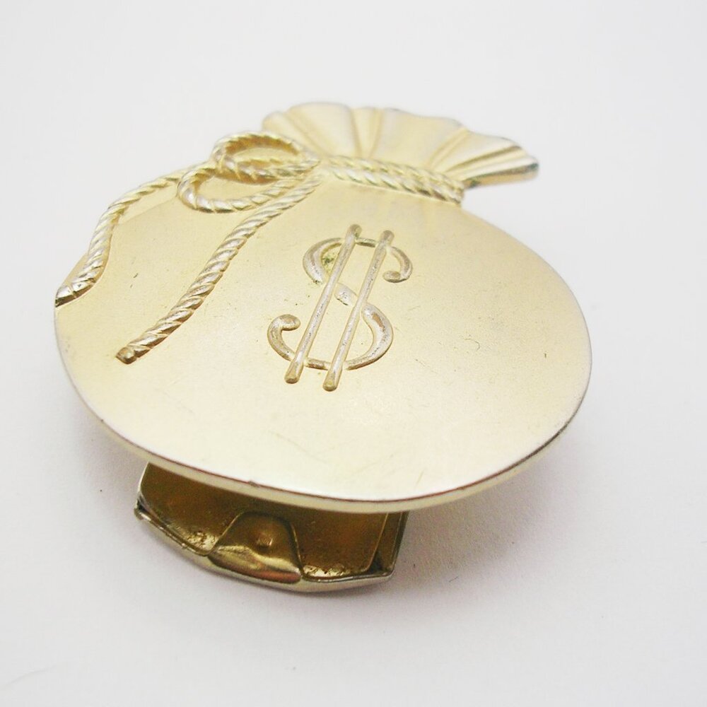 Vintage Anson Money Clip Bag gold tone Banknote Holder Dollar Symbol